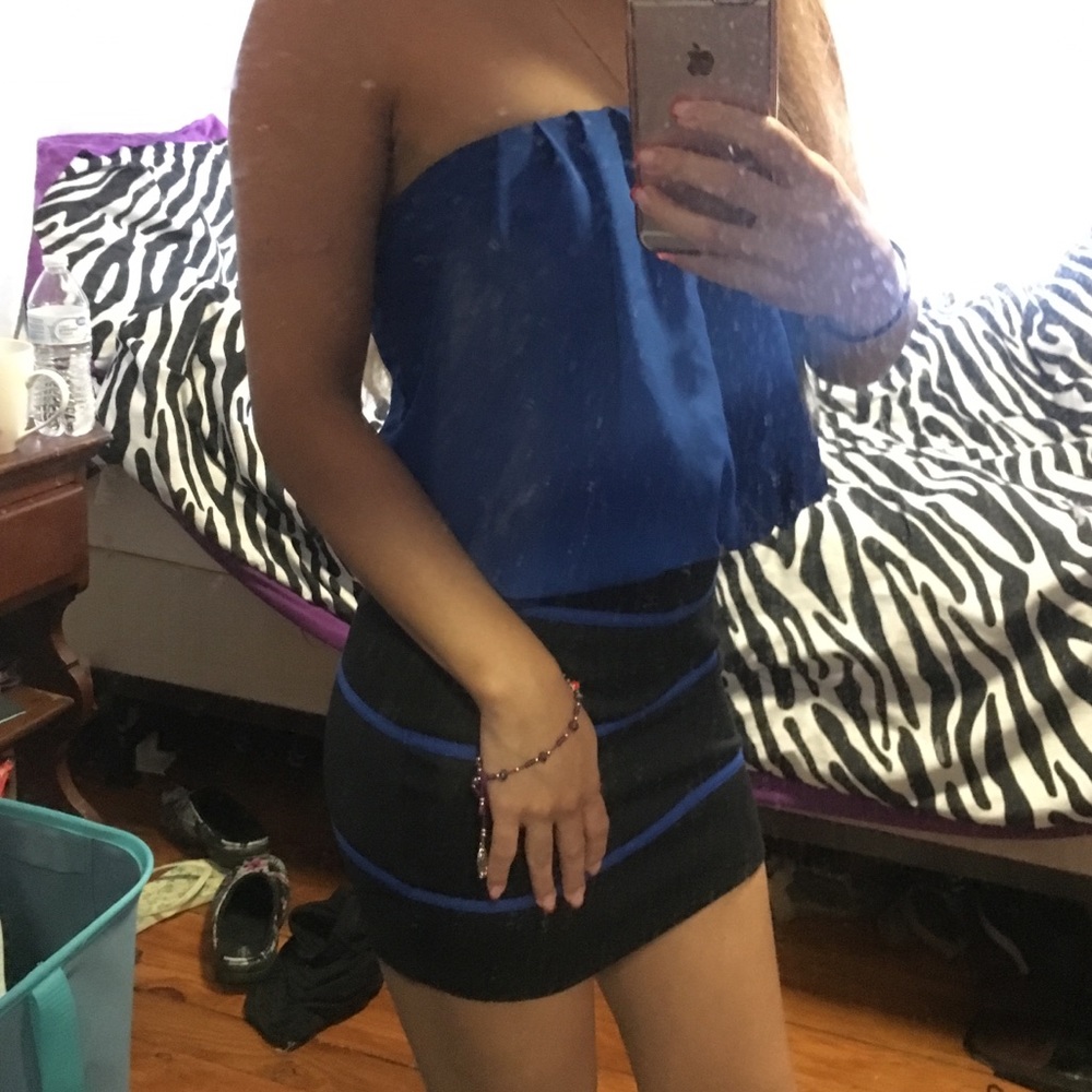 Mini blue and black dress